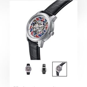 Heritor Automatic Men's Black Leather Strap Skeleton Watch